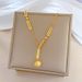 【 Full body titanium steel 】 Gold foil round ball in the extremely simple wind furnace, real gold necklace for women_ipsvogv.com