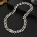 Hip Hop 15mm Bar Chain Personality Spring Clasp Alloy Double Row Diamond Cuban Necklace_ipsvogv.com
