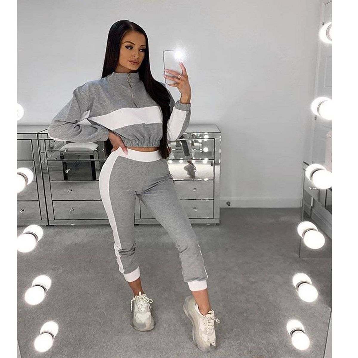 Women's Clothing Long Sleeve Fashion Casual Suit Color Matching Style _ipsvogv.com