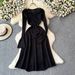 Women's Clothing 2024 autumn and winter new solid color slim fit long sleeve bottoming sweater long skirt a line over knee knitted dress_ipsvogv.com