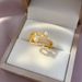 【 Genuine Gold 】 Fashion Design Geometric Opening Ring Angel Wings Temperament ins Fashion Quality Index Finger Ring_ipsvogv.com