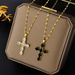 New Copper Micro-inlaid Zircon Necklace Multicolor Cross Pendant Hip Hop Necklace Clavicle Chain_ipsvogv.com