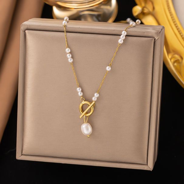Korean Fashion Tamsui Pearl OT Buckle Necklace Instagram Small And Popular Light Luxury Design Sense Versatile Collar_ipsvogv.com
