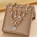 Women’s Jewelry Set Fashion Alloy Rhinestone Wedding Necklace Earrings Bride Wedding Jewelry Banquet Ladies Necklace Set_ipsvogv.com
