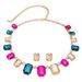 Ins Personalized Fashion Women's Earrings, Necklace Jewelry Set with Colorful Long Hip Hop Chain Earrings Inlaid_ipsvogv.com