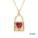 Korean Style Love Lock Necklace - Copper Inlaid Zircon Pendant, Romantic Groove Design Jewelry For Women_ipsvogv.com