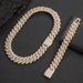 Men's Jewelry Set Fashion Men's Bracelet Flip Buckle Three Row Zircon Diamond Cuban Chain Thick Hip Hop Necklace_ipsvogv.com