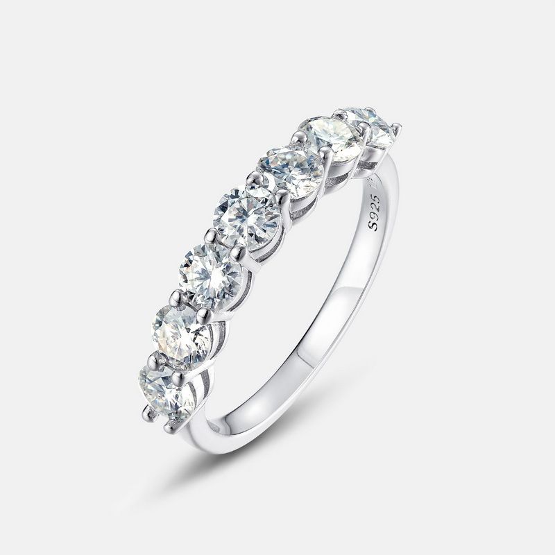 moissanite Couple Rings For Women, Single Row Diamond Rings, S925 Silver Inlaid With Colored Gemstones, Stacked Rings, Simple_ipsvogv.com