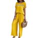 women's clothing spring and summer casual fashion solid color short-sleeved trousers suit_ipsvogv.com