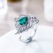 new Light Luxury Feather Cultured Emerald Index Finger Ring S925 Silver Inlaid Cultured Colored Gemstone Ring_ipsvogv.com