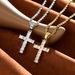 Copper Inlaid Zircon Pendant High-Quality Luxurious Cubic Zirconia Cross Necklace_ipsvogv.com