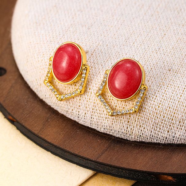 Middle ancient style, niche design, geometric natural stone high-end feel, light luxury women's earrings earrings,_ipsvogv.com