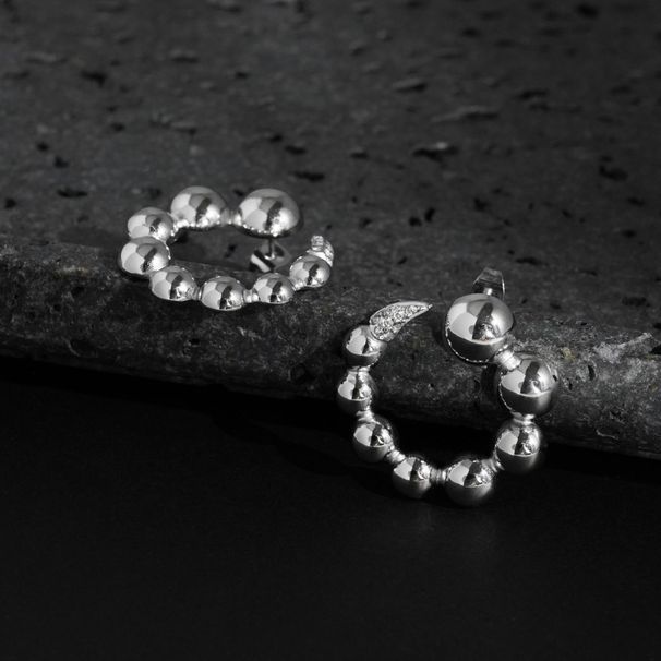 INS Retro Plated Titanium Steel Fine Polished Round Beads Micro Inlaid Zircon Earrings_ipsvogv.com