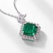 Square cultivated emerald retro pendant S925 silver full inlaid with brilliant colored gemstone pendant light luxury_ipsvogv.com