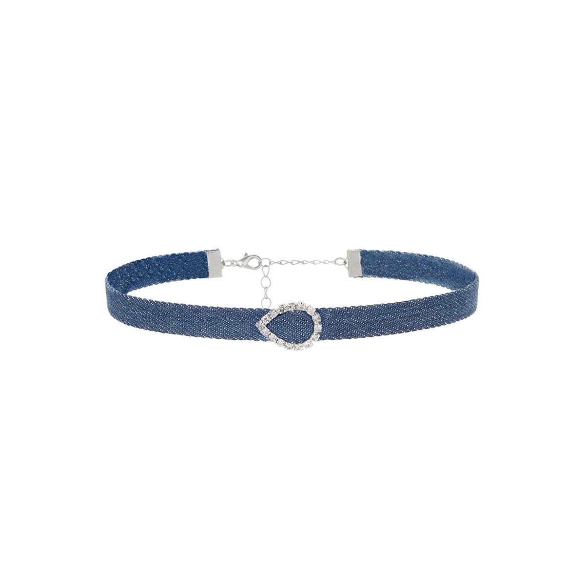 Fashionable And Vesatile Denim Cotton Fabic Choke Shot Collabone Haajuku Jewely Hinestone Heat Neck Chain_ipsvogv.com