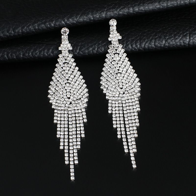 Rhinestone long tassel retro earrings_ipsvogv.com