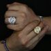 Men's Hip Hop Dollar Sign Ring - Geometric Design Cubic Zirconia Studded Brass Statement Ring Hip Hop Street Trend Men's Ring Ring_ipsvogv.com