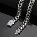 Men's Jewelry Stainless Steel Cuban Chain Necklace Miami Zircon Spring Buckle Men's Necklace Bracelet Popular Jewelry_ipsvogv.com