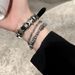 Dark Punk Y2K Pentagram Leather Bracelet For Women Ins Sweet Cool Cuban Style Layered Beaded Accessories_ipsvogv.com