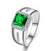 Emerald Cut Green Tsavorite Plated Men's Fashion Personality Diamond Wedding Ring_ipsvogv.com