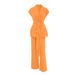Women's Clothing Versatile vitality orange cotton and linen commuting street style sleeveless lace-up vest wide-leg pants suit_ipsvogv.com