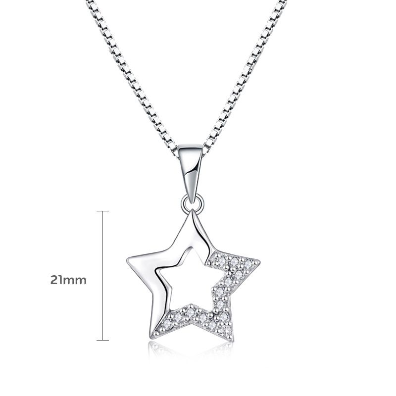 Five Pointed Star Zircon Pendant Necklace Sterg Sier_ipsvogv.com