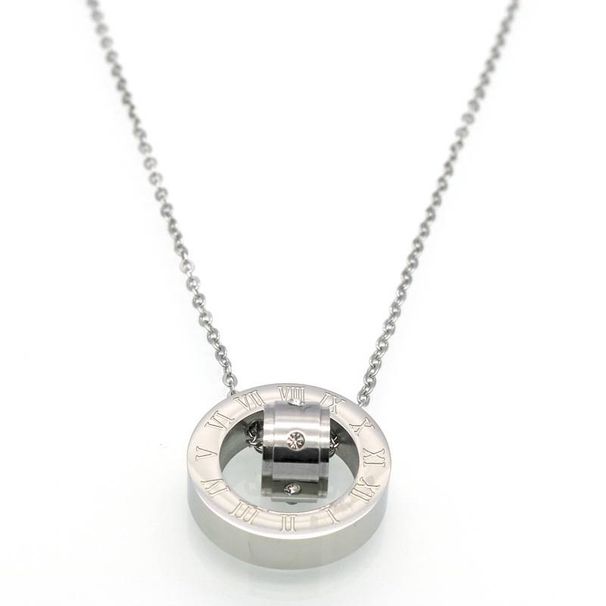 Men And Women's Jewelry Fashion Temperament Roman Numeral Diamond Necklace Couple Plated Double Ring Transfer Bead Necklace_ipsvogv.com
