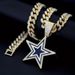 Fashion Full Diamond Blue Five-Pointed Star Necklace Jewelry Unisex Personality Hip-Hop Pendant_ipsvogv.com