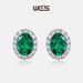 Oval cultivated emerald retro earrings S925 silver full of colored gemstone earrings light luxury atmosphere_ipsvogv.com