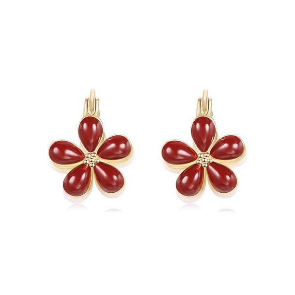 Women's Jewelry Retro Double Sided Red Flower Earrings Light Luxury Niche Design High End Fashion Exquisite Earrings_ipsvogv.com