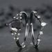 Sanjie Ins Samurai Flower Lady Black Zircon Ring Stacked, Personalized, Light Luxury, High End Wedding Pair_ipsvogv.com