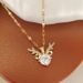 Korean Version Deer Antler Luxury Diamond Necklace For Women, Fashionable High-end Collarbone Chain, Pink Zircon_ipsvogv.com