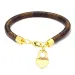 Brand Leather Charm Bracelets For Women Plaid PU Real Gold Plated Heart Bag Pendant Lobster Clasp Design Bangle Fashion_ipsvogv.com