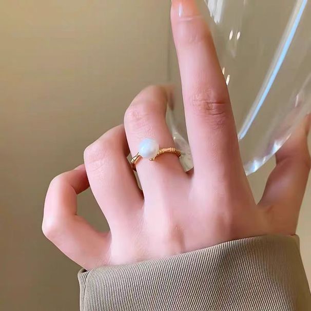 Pearl Bamboo Knot Women's Design, Versatile Light Luxury, High-end Feeling, Index Finger Ring, High Luxury Gift_ipsvogv.com