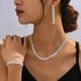 Bridal Jewelry Set - 3-Piece Necklace, Earrings & Bracelet With Diamond & Silver Plating For Women_ipsvogv.com