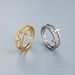 Popular Double Layer Diamond Zircon CZ Cross Ring Female Gold And Silver Index Finger Ring Opening Adjustable Hand Jewelry_ipsvogv.com