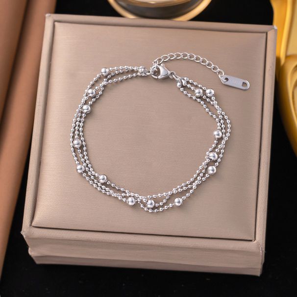 Non Fading Three-layer Pearl Titanium Steel Bracelet Women, With A Cool Luxurious Style, Simple Bracelet, And_ipsvogv.com