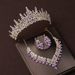 Crown headdress necklace earrings champagne vintage purple diamond birthday crown hair accessories bride wedding dress three piece suit_ipsvogv.com