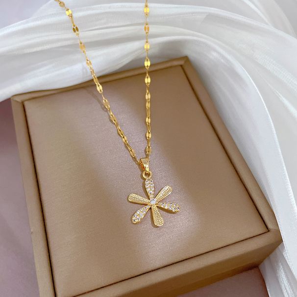 Steel 【 Titanium 】 Light Luxury Full Diamond Micro Inlaid Zircon Sprout Large Flower Necklace Copper Plated Genuine Gold 【 】_ipsvogv.com
