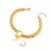 Women's Jewelry Set Fashion Spot Titanium Steel Jewelry Neutral Style Gold Plated Ring Hanging Special Shaped Pearl Metal Thick Bracelet_ipsvogv.com