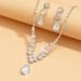 Korean Style Zircon Rhinestone Necklace Earrings Bracelet Bridal Wedding Dress Accessories Three-Piece Set_ipsvogv.com