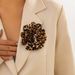 Personalised Fashion Black Leopard Print Duckbill Clip Pin Exaggerated Fabric Flower Brooch Winter New_ipsvogv.com