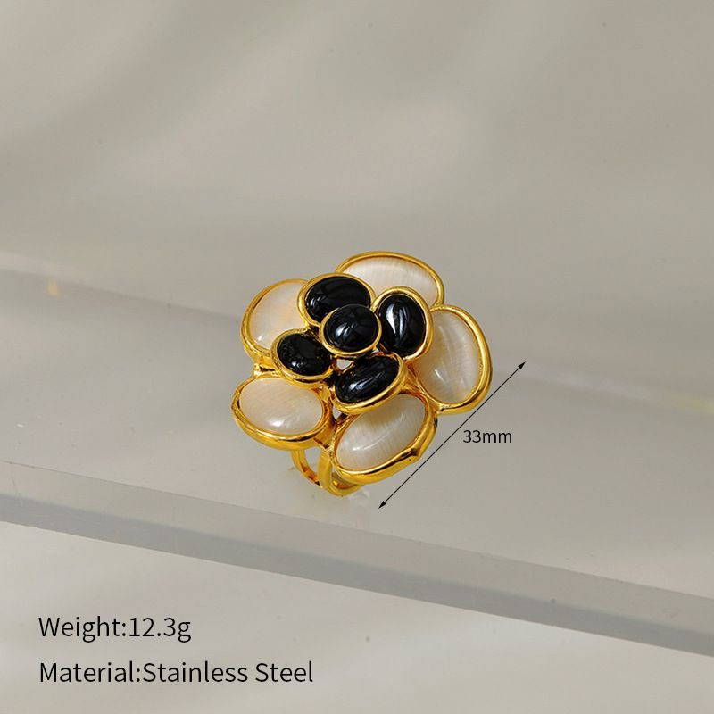 Popular Jewelry Cat's Eye Stone Oil Drop Color Flower Necklace Female Fashion Snake Bone Chain Gold Plated Stainless Steel Necklace_ipsvogv.com