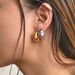 INS Plated Titanium Steel Fashionable Retro Color Zircon Hoop Earrings_ipsvogv.com
