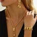 Copper 14K Gold Plated Retro Solid Color Jewelry Set_ipsvogv.com