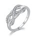 Simple bow shape women's ring Zircon micro inlaid platinum plated jewelry_ipsvogv.com
