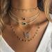 Korean-style copper-inlaid rhinestone single-row necklace middle square card diamond colorful versatile fashion versatile popular necklace ladies_ipsvogv.com