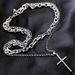 8.5mm & 4mm Width Cross Pendant Double Necklace Stainless Steel Tone for Mens Womens_ipsvogv.com