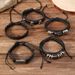 Punk Style Skull Series Leather Braided Multi-layer Pentagram Men's Bracelet Set Jewelry_ipsvogv.com