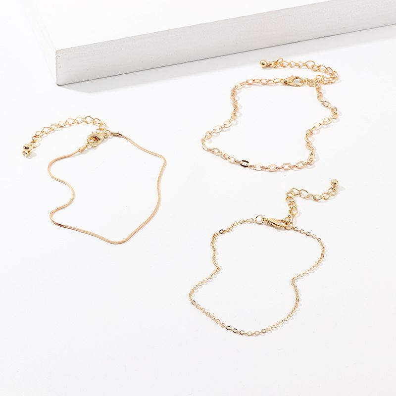 alloy anklet thick chain suit women's simple fashion temperament anklet three-piece set_ipsvogv.com